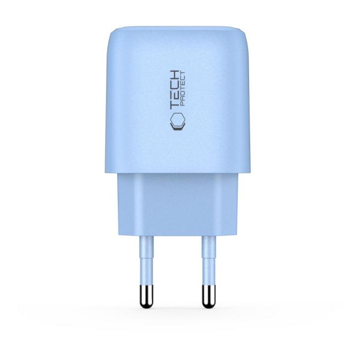 Bild 3, Tech-Protect Tech-Protect 30W Väggladdare PD QC3.0 USB-C / USB-A Baby Blue - Teknikhallen.se