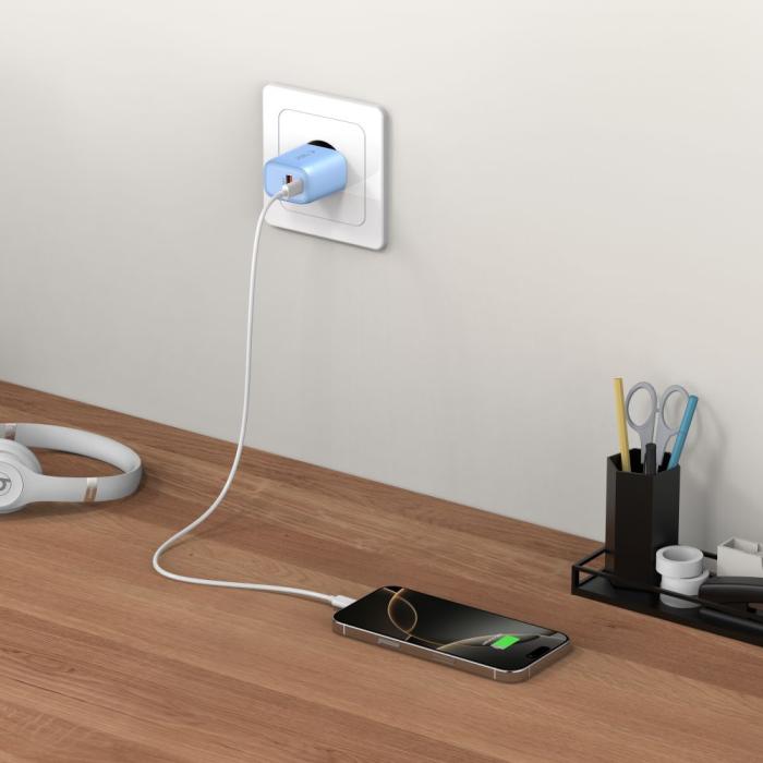 Bild 6, Tech-Protect Tech-Protect 30W Väggladdare PD QC3.0 USB-C / USB-A Baby Blue - Teknikhallen.se