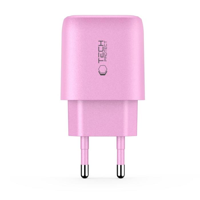 Bild 3, Tech-Protect Tech-Protect 20W Väggladdare PD QC3.0 USB-C / USB-A Baby Pink - Teknikhallen.se