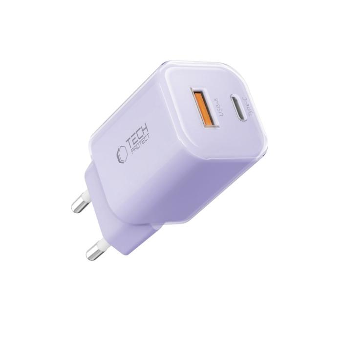 Bild 2, Tech-Protect Tech-Protect 33W Väggladdare PD QC3.0 USB-C / USB-A Baby Purple - Teknikhallen.se