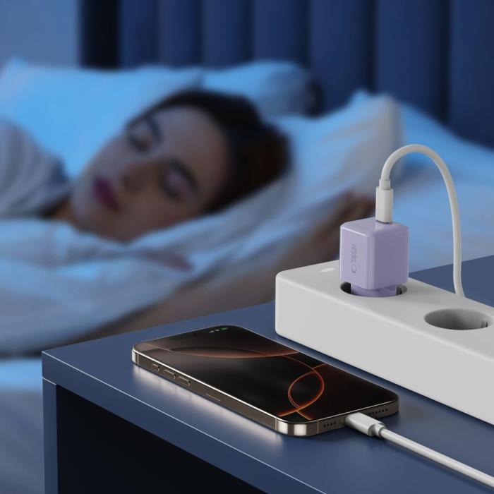 Bild 6, Tech-Protect Tech-Protect 25W PD USB-C Väggladdare Baby Purple - Teknikhallen.se
