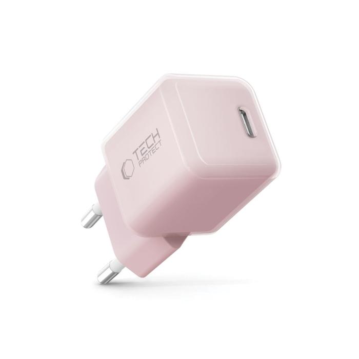 Bild 2, Tech-Protect Tech-Protect 25W PD USB-C Väggladdare Baby Pink - Teknikhallen.se
