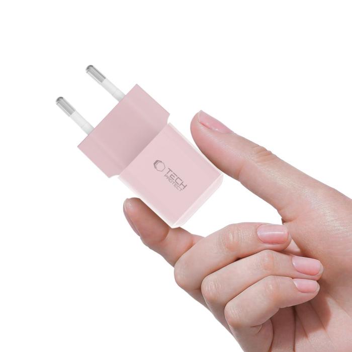 Bild 5, Tech-Protect Tech-Protect 25W PD USB-C Väggladdare Baby Pink - Teknikhallen.se