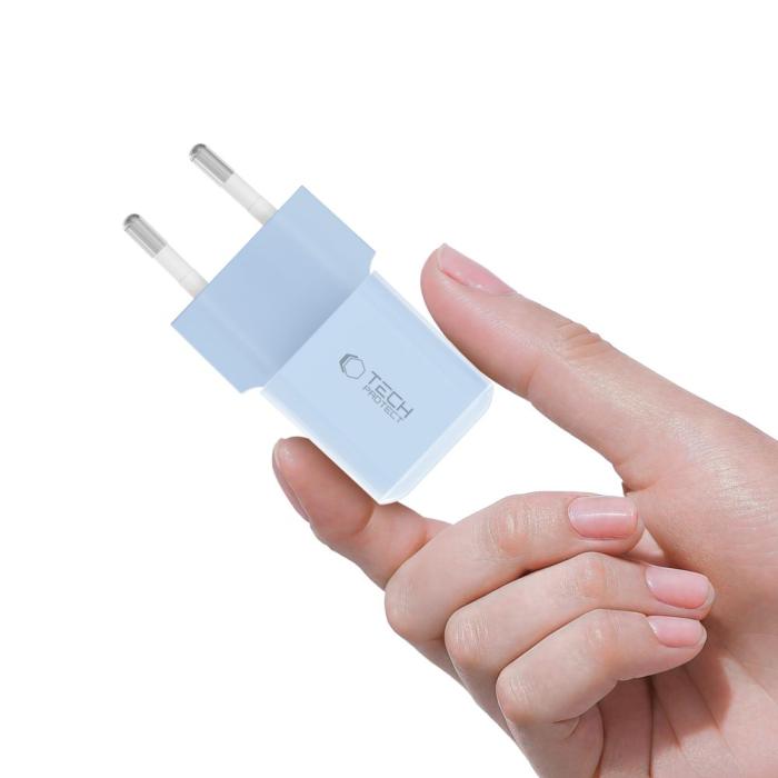 Bild 5, Tech-Protect Tech-Protect 25W PD USB-C Väggladdare Baby Blue - Teknikhallen.se