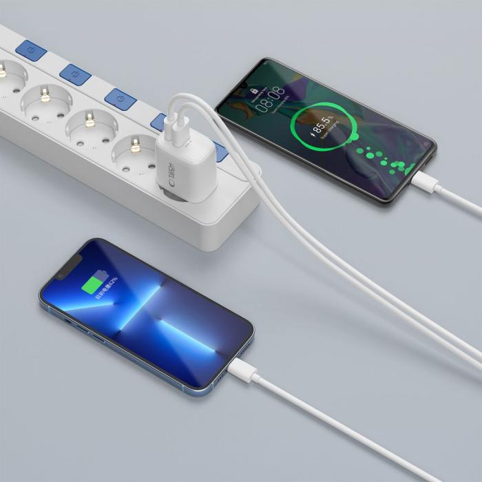 Bild 5, Tech-Protect Tech-Protect 30W Väggladdare PD QC3.0 USB-C / USB-A Vit - Teknikhallen.se