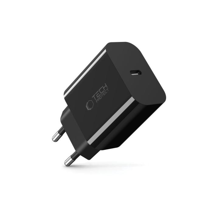 Bild 2, Tech-Protect Tech-Protect 20W PD USB-C Väggladdare Svart - Teknikhallen.se