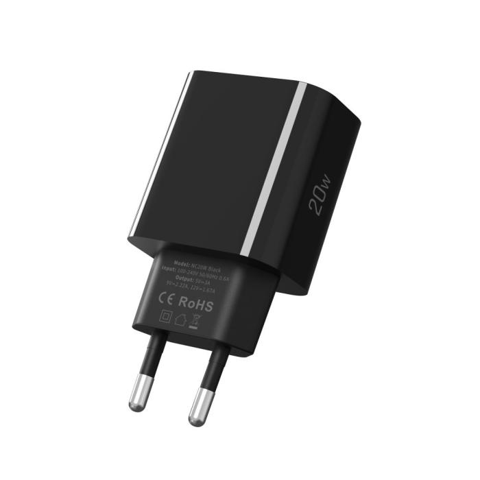 Bild 3, Tech-Protect Tech-Protect 20W PD USB-C Väggladdare Svart - Teknikhallen.se