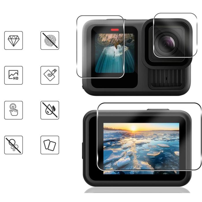 Bild 2, Tech-Protect Tech-Protect GoPro Hero 12/11/10/9 2-PACK Skärmskydd GlassFit+ - Teknikhallen.se