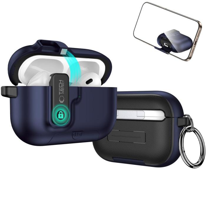 Bild 4, Tech-Protect Tech-Protect AirPods Pro 3 Skal Slim Hook Navy Blue - Teknikhallen.se