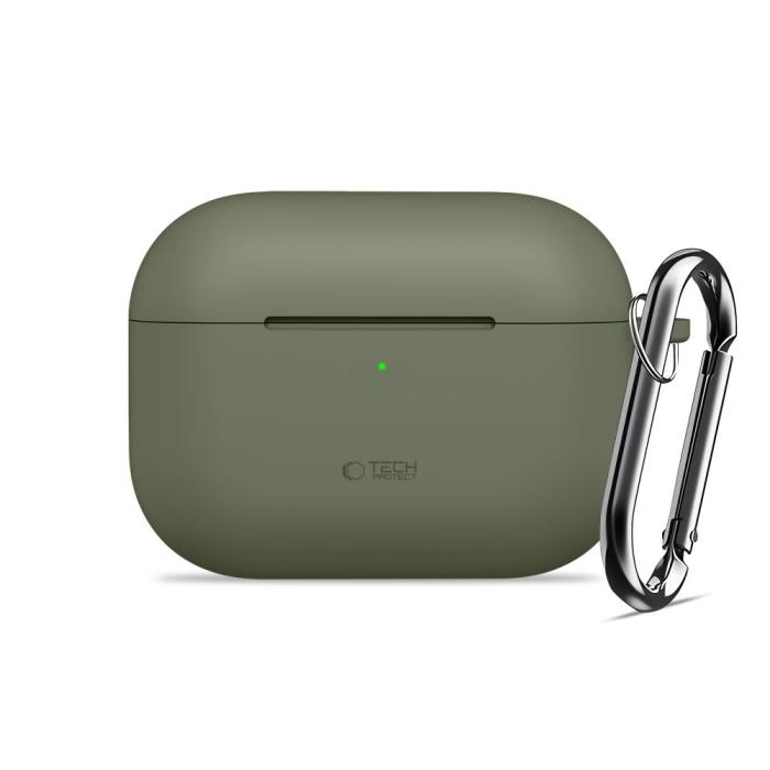 Bild 2, Tech-Protect Tech-Protect AirPods Pro 3 Skal Silikon Hook Olive Green - Teknikhallen.se