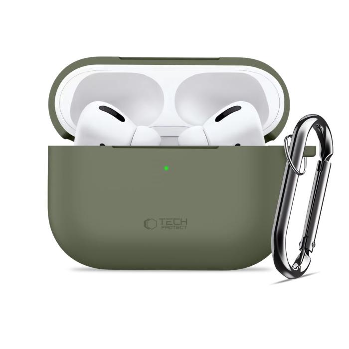 Bild 3, Tech-Protect Tech-Protect AirPods Pro 3 Skal Silikon Hook Olive Green - Teknikhallen.se