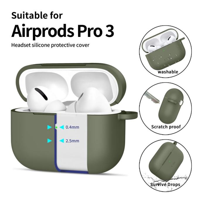 Bild 4, Tech-Protect Tech-Protect AirPods Pro 3 Skal Silikon Hook Olive Green - Teknikhallen.se