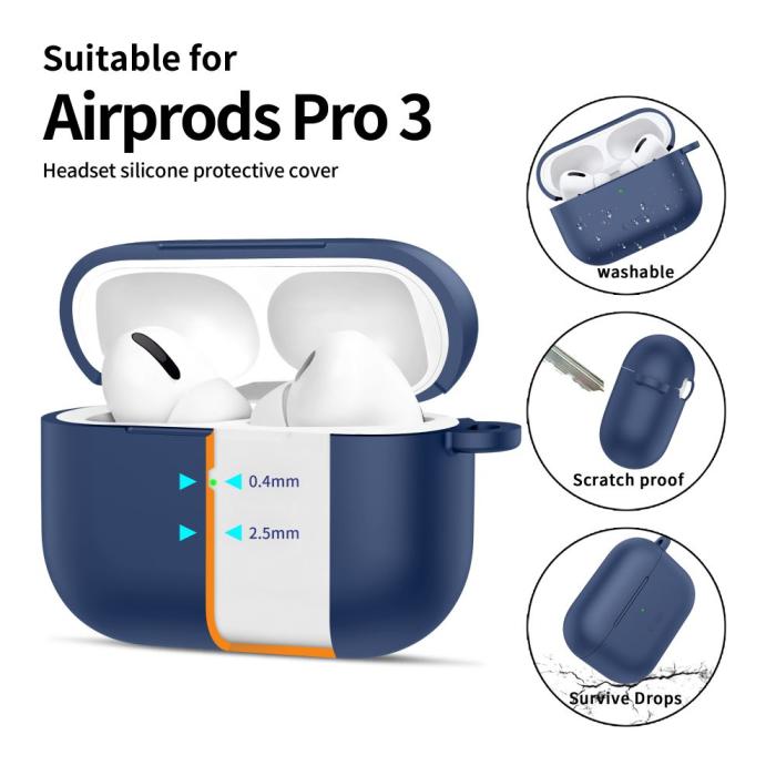 Bild 4, Tech-Protect Tech-Protect AirPods Pro 3 Skal Silikon Hook Navy Blue - Teknikhallen.se