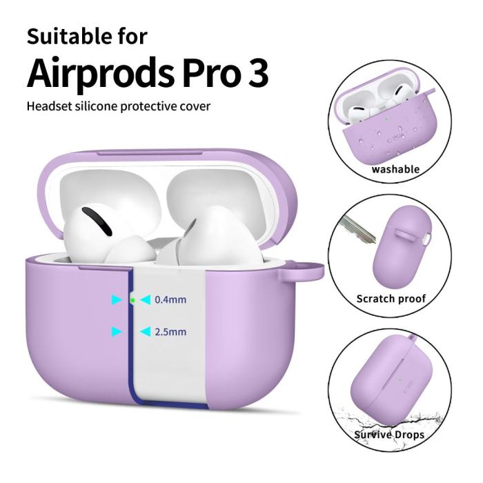 Bild 4, Tech-Protect Tech-Protect AirPods Pro 3 Skal Silikon Hook Lavender - Teknikhallen.se