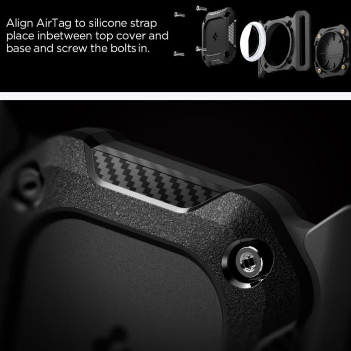 Bild 5, Spigen Spigen Apple AirTag 2/1 Hållare Tough Armor Svart - Teknikhallen.se