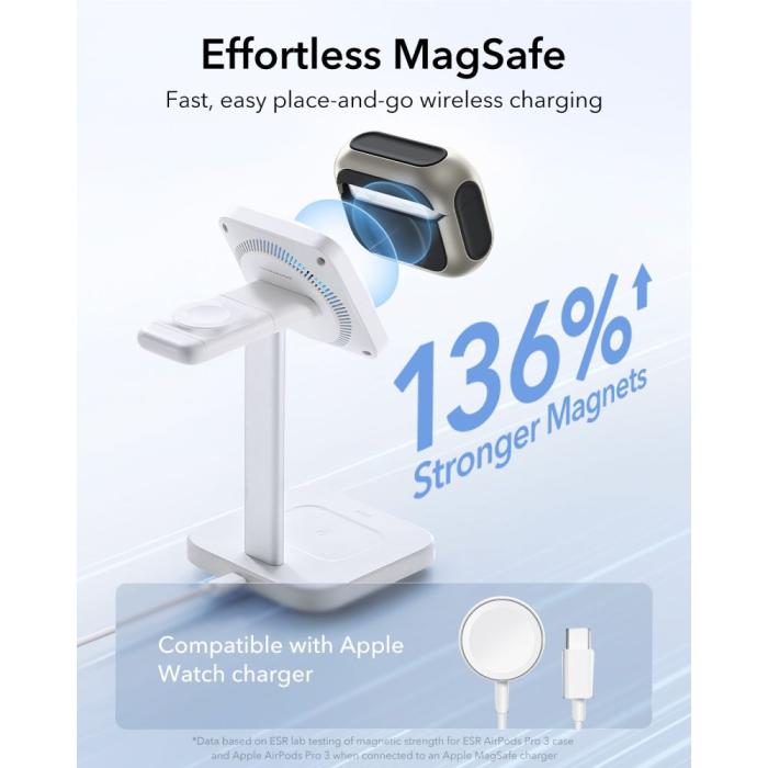 Bild 4, ESR ESR AirPods Pro 3 Skal MagSafe Orbit HaloLock Titanium - Teknikhallen.se