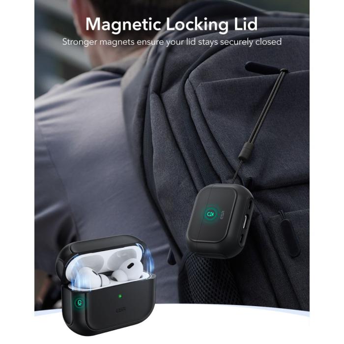 Bild 3, ESR ESR AirPods Pro 3 Skal MagSafe Orbit HaloLock Svart - Teknikhallen.se