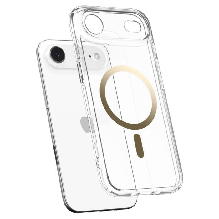 Bild 5, Spigen Spigen iPhone Air Skal MagSafe Ultra Hybrid Clear / Gold - Teknikhallen.se