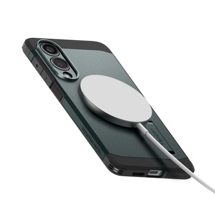 Bild 6, Spigen Spigen Galaxy S25 Edge Skal MagSafe Tough Armor Abyss Green - Teknikhallen.se