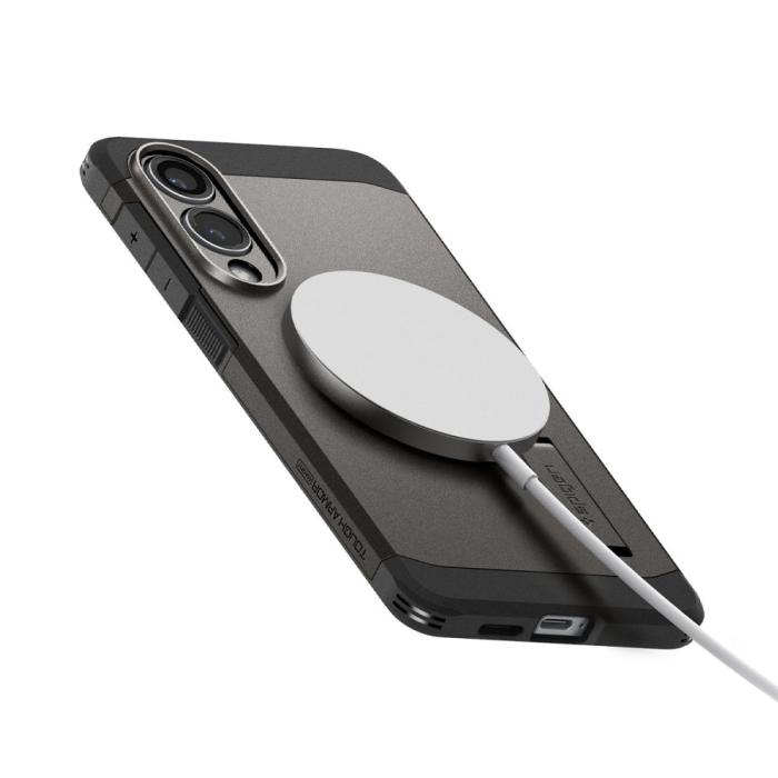 Bild 6, Spigen Spigen Galaxy S25 Edge Skal MagSafe Tough Armor Gunmetal - Teknikhallen.se