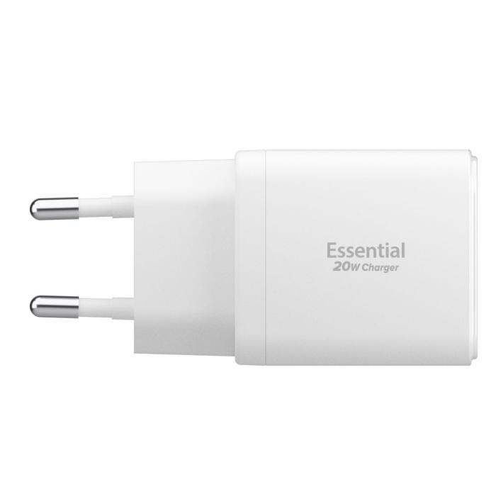Bild 3, Spigen Spigen 20W Väggladdare USB-C / USB-A Essential Vit - Teknikhallen.se