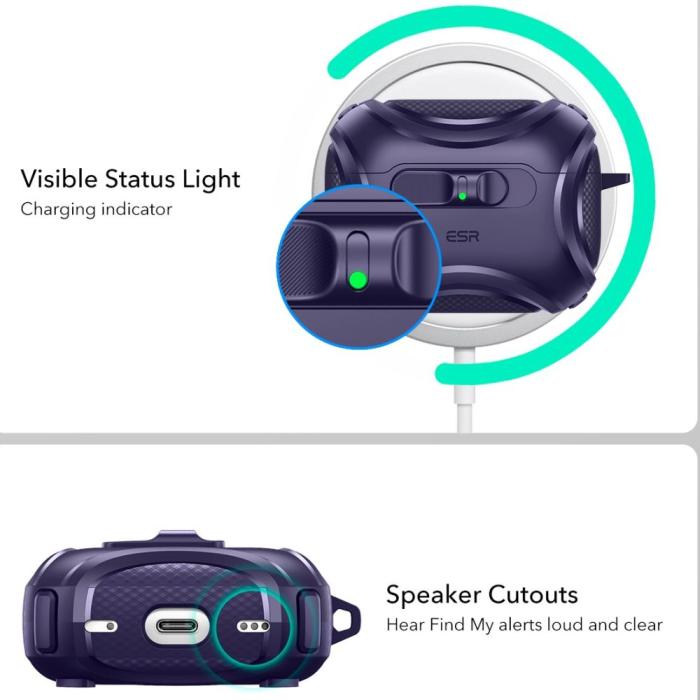 Bild 2, ESR ESR AirPods Pro 3 Skal MagSafe Cyber FlickLock HaloLock Lila - Teknikhallen.se