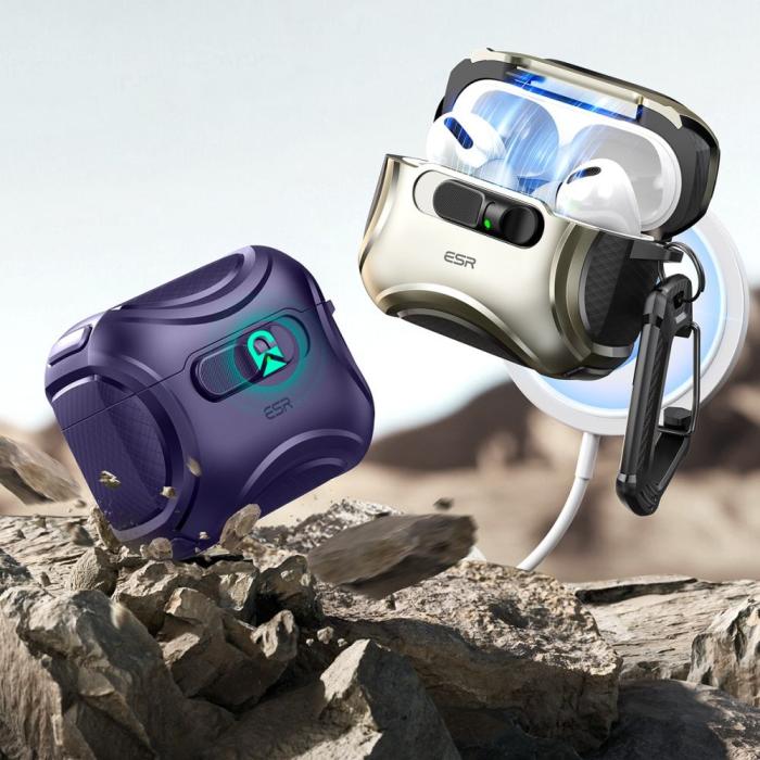Bild 4, ESR ESR AirPods Pro 3 Skal MagSafe Cyber FlickLock HaloLock Lila - Teknikhallen.se