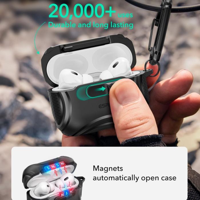 Bild 3, ESR ESR AirPods Pro 3 Skal MagSafe Cyber FlickLock HaloLock Svart - Teknikhallen.se