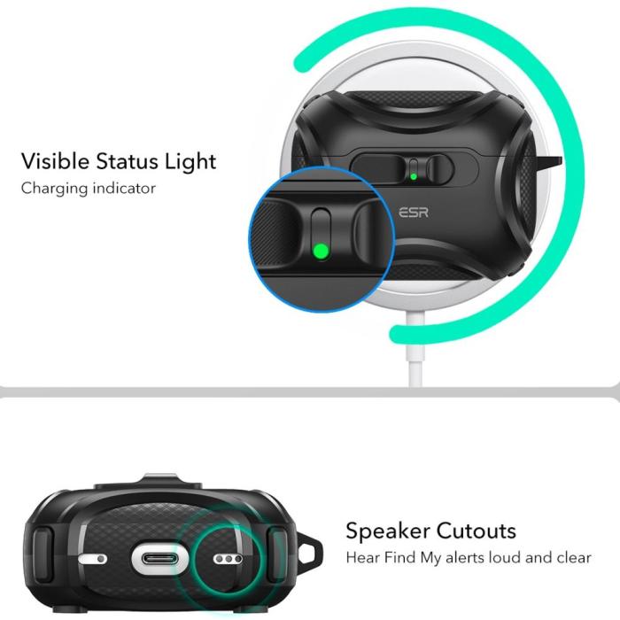 Bild 6, ESR ESR AirPods Pro 3 Skal MagSafe Cyber FlickLock HaloLock Svart - Teknikhallen.se