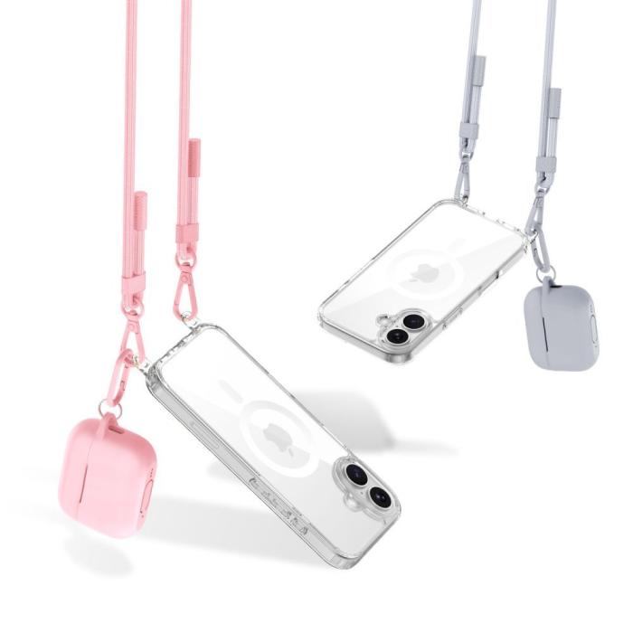 Bild 4, Tech-Protect Tech-Protect Mobilsnöre CrossBody Rope Steel Baby Pink - Teknikhallen.se