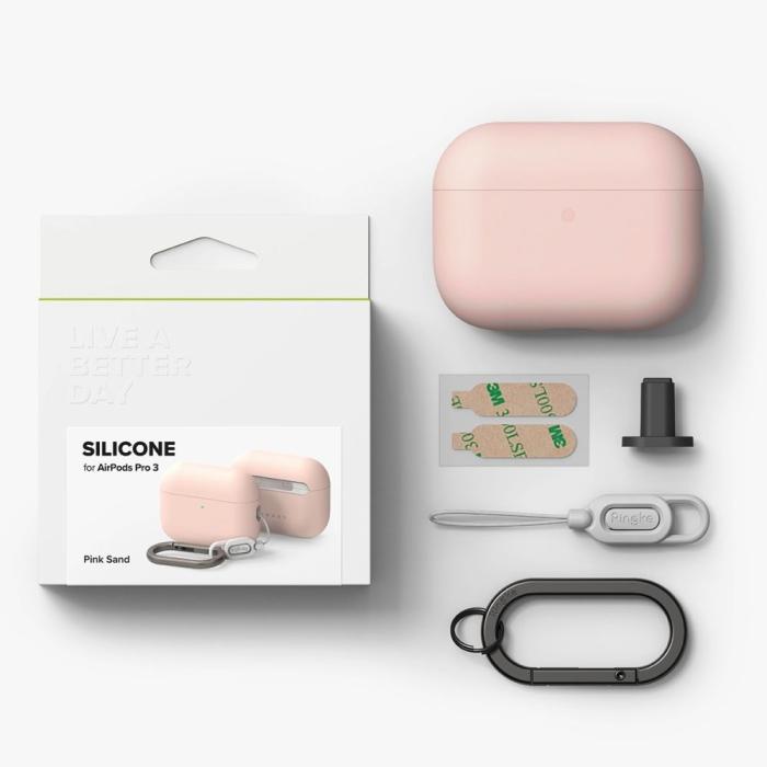Bild 6, Ringke Ringke AirPods Pro 3 Skal Silikon Pink Sand - Teknikhallen.se