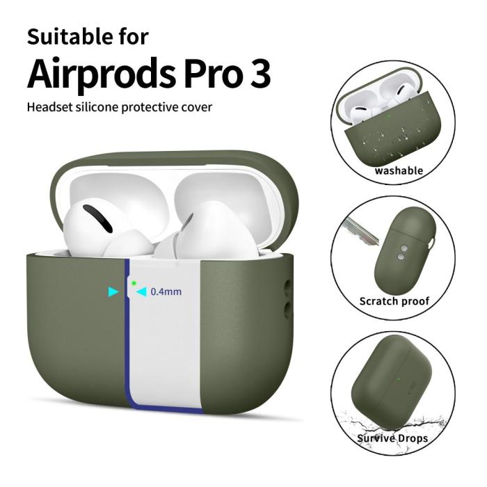 Bild 4, Tech-Protect Tech-Protect AirPods Pro 3 Skal Silicone Olive Green - Teknikhallen.se