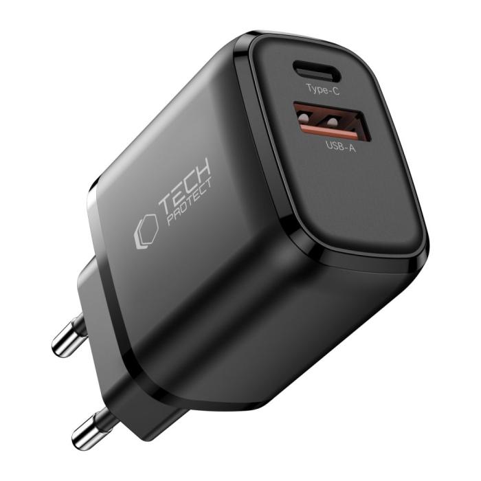 Bild 2, Tech-Protect Tech-Protect 45W PD QC3.0 Väggladdare USB-C / USB-A Svart - Teknikhallen.se