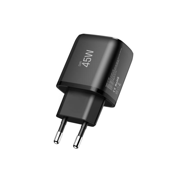 Bild 4, Tech-Protect Tech-Protect 45W PD QC3.0 Väggladdare USB-C / USB-A Svart - Teknikhallen.se