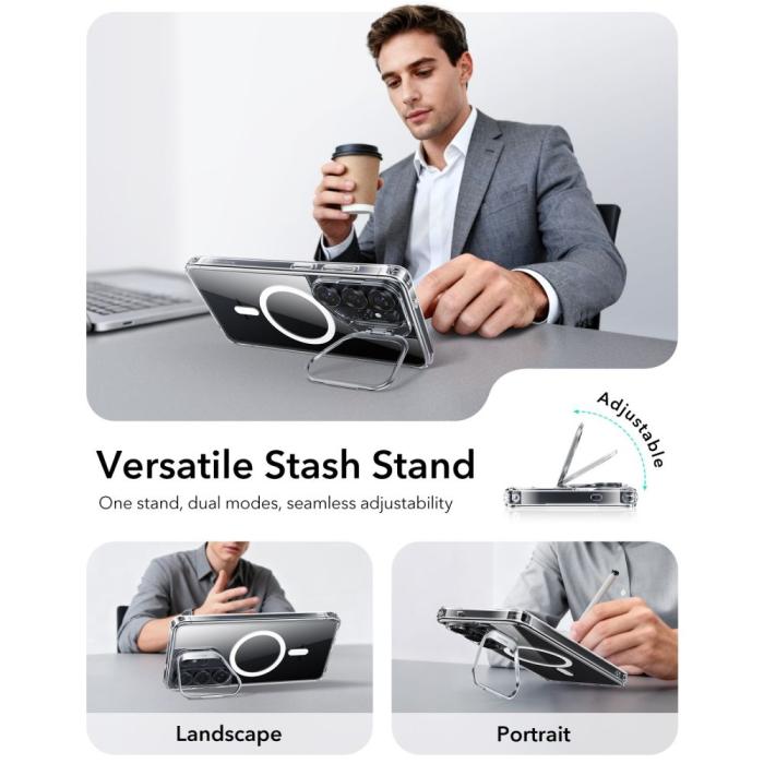 Bild 5, ESR ESR Galaxy S26 Ultra Skal MagSafe Classic Hybrid Kickstand Transparent - Teknikhallen.se
