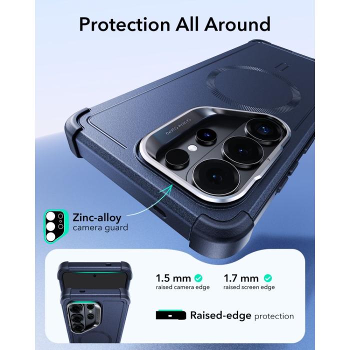 Bild 5, ESR ESR Samsung Galaxy S26 Ultra Skal MagSafe CyberTough Kickstand Blå - Teknikhallen.se