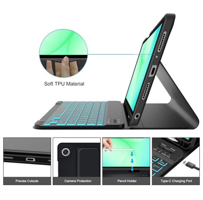Bild 5, Tech-Protect Tech-Protect Galaxy Tab A11 Plus/A9 Plus Fodral SC Tangentbord Svart - Teknikhallen.se