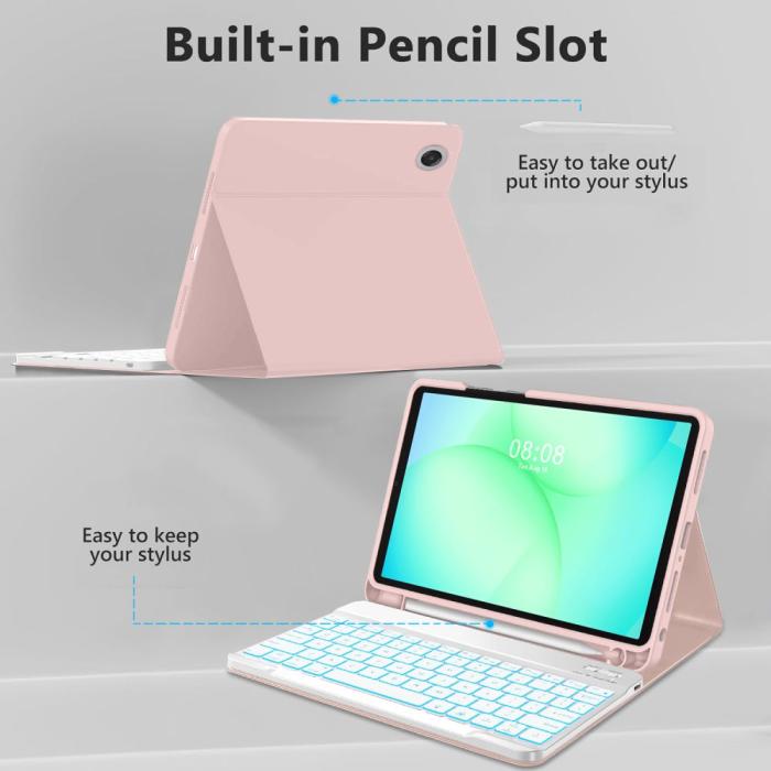 Bild 4, Tech-Protect Tech-Protect Galaxy Tab A11 Plus/A9 Plus Fodral SC Tangentbord Rosa - Teknikhallen.se