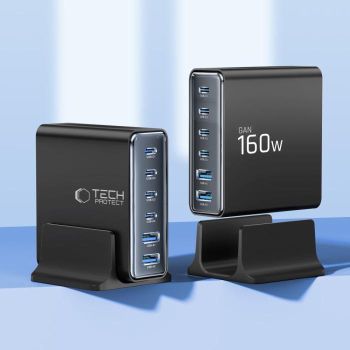 Bild 3, Tech-Protect Tech-Protect 160W Laddstation USB-C / USB-A Svart - Teknikhallen.se