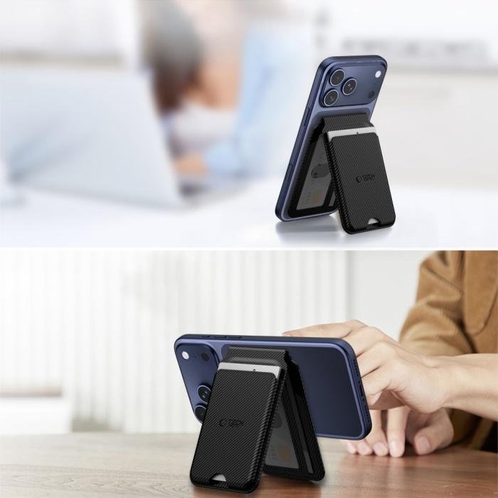 Bild 3, Tech-Protect Tech-Protect Magnetisk MagSafe Korthållare MagWallet Kickstand Carbon - Teknikhallen.se