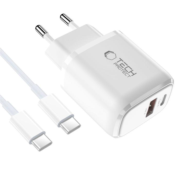 Bild 3, Tech-Protect Tech-Protecht 45W Väggladdare PD QC3.0 Inkl USB-C Kabel Vit - Teknikhallen.se