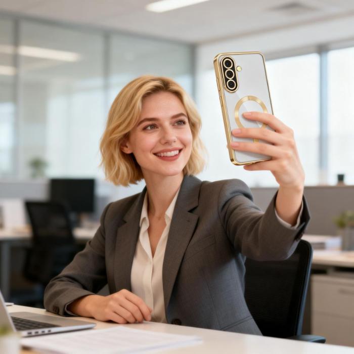 Bild 4, Tech-Protect Tech-Protect Galaxy A57 5G Skal MagSafe MagFlex Shiny Gold - Teknikhallen.se