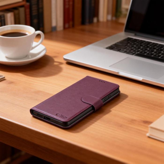 Bild 6, Tech-Protect Tech-Protect Samsung Galaxy A57 5G Fodral Läder Mulberry - Teknikhallen.se