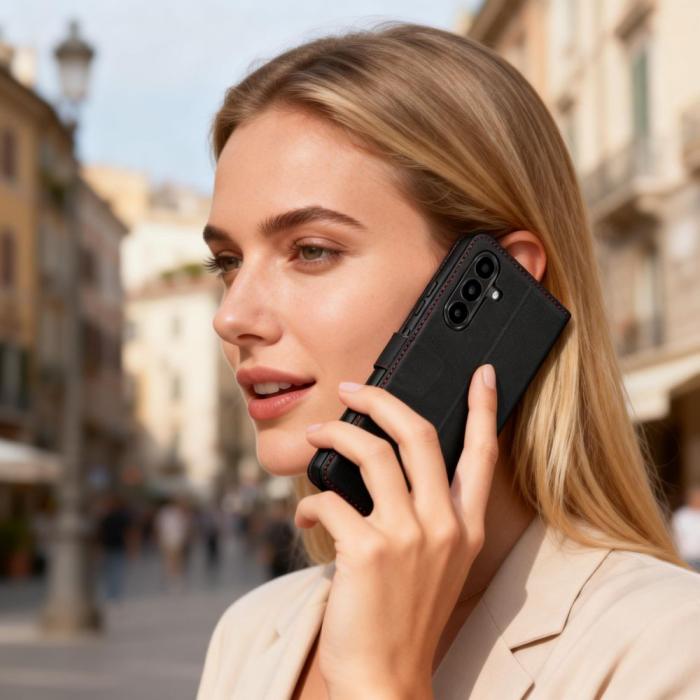 Bild 4, Tech-Protect Tech-Protect Galaxy A57 5G Fodral Läder Svart / Röd - Teknikhallen.se