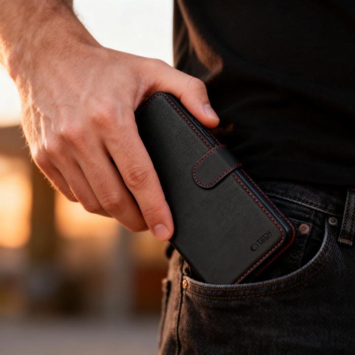 Bild 6, Tech-Protect Tech-Protect Galaxy A57 5G Fodral Läder Svart / Röd - Teknikhallen.se
