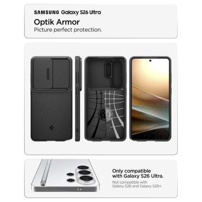 Bild 5, Spigen Spigen Samsung Galaxy S26 Ultra Skal Optik Armor Svart - Teknikhallen.se