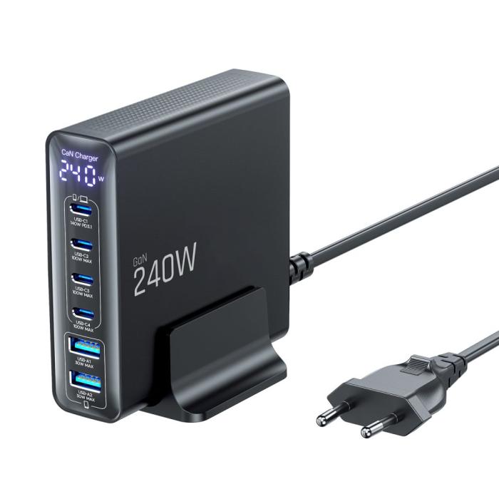 Bild 3, Tech-Protect Tech-Protect 240W QC3.0 Laddstation USB-C / USB-A Svart - Teknikhallen.se