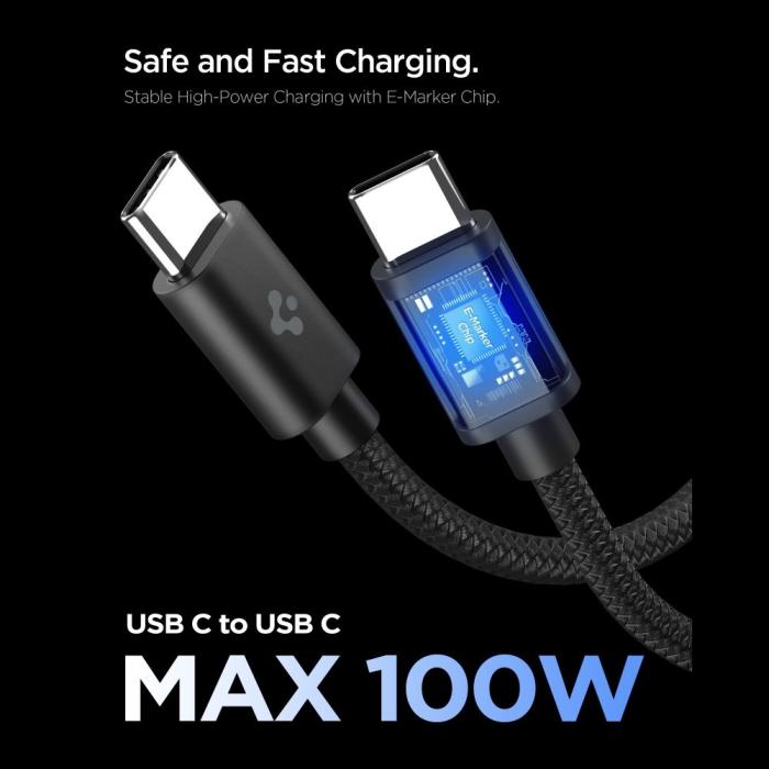 Bild 4, Spigen Spigen 45W Väggladdare Inkl. USB-C Kabel Essential Svart - Teknikhallen.se