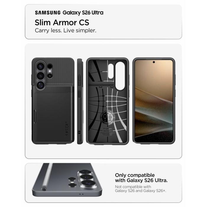 Bild 6, Spigen Spigen Samsung Galaxy S26 Ultra Skal Slim Armor CS Svart - Teknikhallen.se