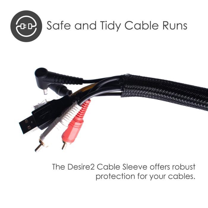Bild 6, DESIRE2 DESIRE2 Deskmate Cable Sheath 2m Velcro Closing Svart - Teknikhallen.se